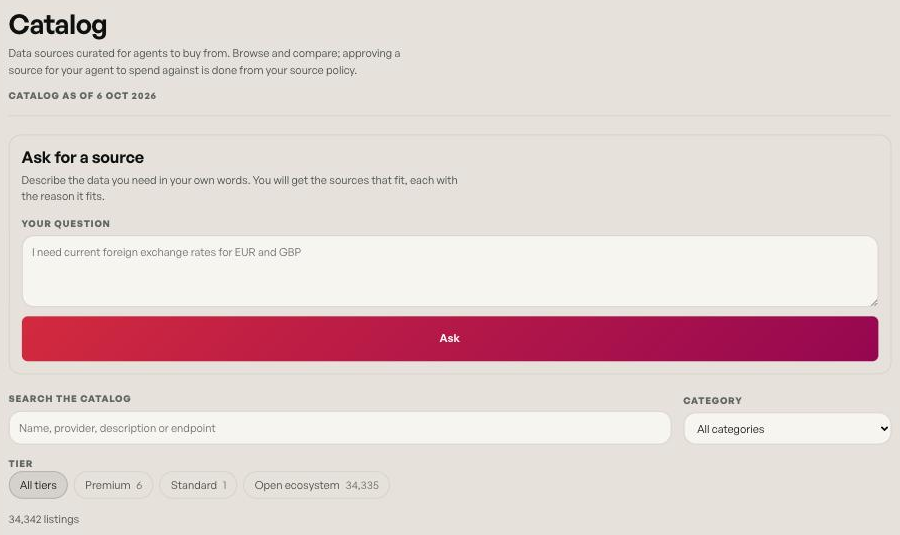 The portal Catalog page