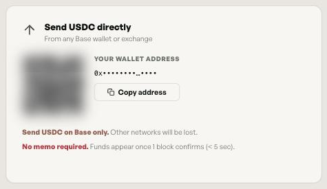 Send USDC directly card