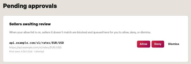 The Pending approvals page